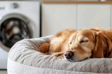 Hundeseng med avtagbart trekk klar til vask