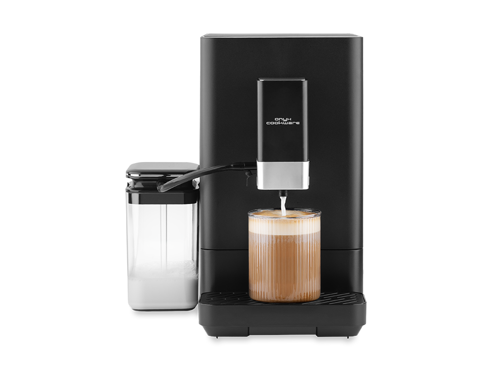 Helautomatisk kaffemaskin med berøringsdisplay og innebygd kaffekvern