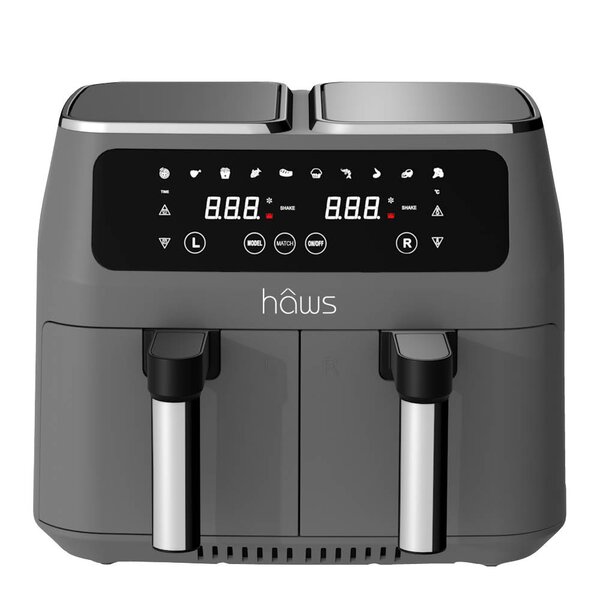 Airfryer med to separate kurver plassert side om side i ett kabinett