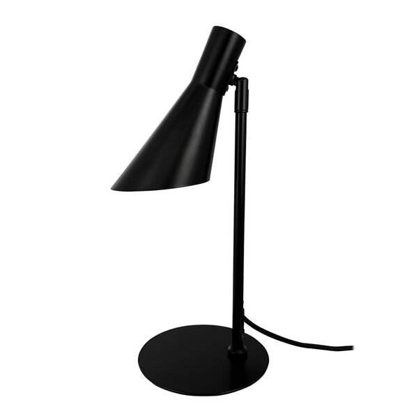 Svart bordlampe med skjerm som kan vippes og dreies