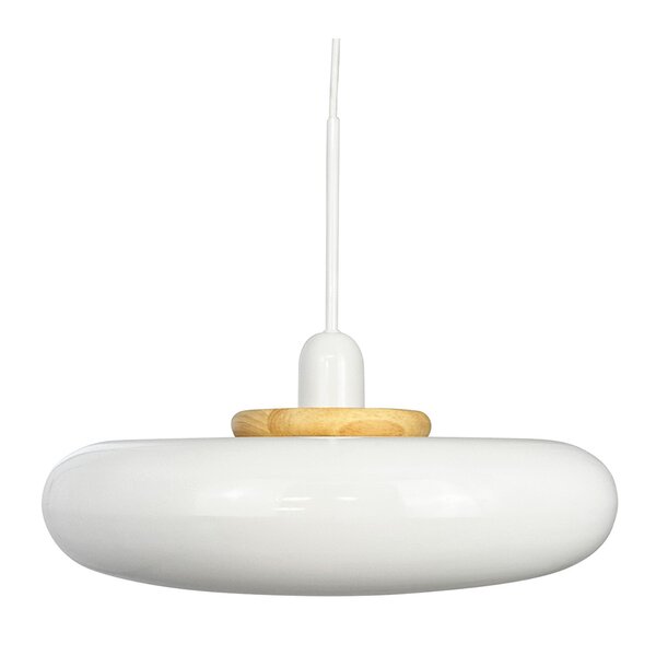 Hvit pendellampe med treutseende, 36 cm i diameter