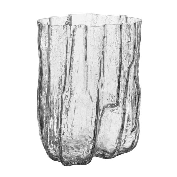 Munnblåst vase med sprukket glassoverflate