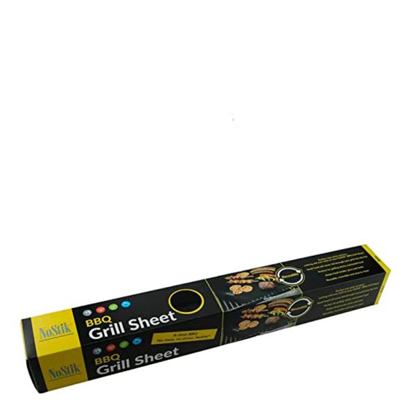 Svart gjenbrukbar grillmatte i 40 × 50 cm som legges på grillristen