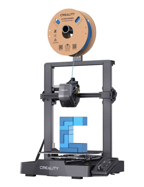 Creality Ender-3 V3 SE, åpen 3D-printer med filamentrull på toppen