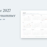 Kalender 2027 med ukenummer og helligdager (gratis PDF)